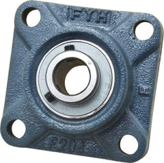 Value Collection - 3/4" ID, 3-3/8" OAW x 3-3/8" OAL x 3-3/8" OAH 4-Bolt High Temperature Flange Bearing - 1,650 Lb Static Cap, 2,830 Lb Dyn Cap, 2-1/2" Btw Mnt Hole Ctrs, 19/32" Base-to-Ctr Ht, Cast Iron - Eagle Tool & Supply