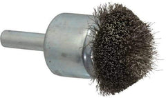 Anderson - 1-1/4" Brush Diam, Crimped, Flared End Brush - 1/4" Diam Shank, 20,000 Max RPM - Eagle Tool & Supply
