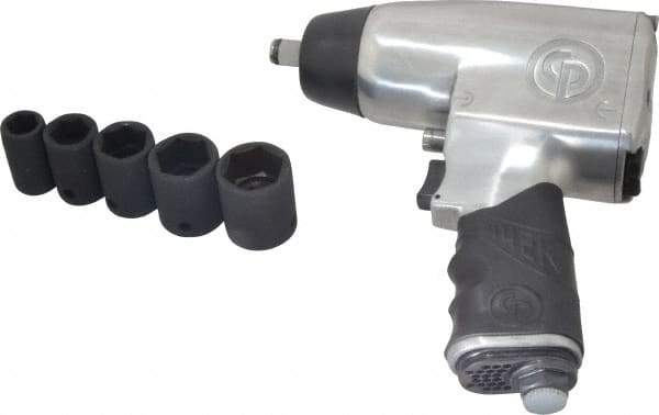 Chicago Pneumatic - 1/2" Drive, 8,400 RPM, 200 Ft/Lb Torque Impact Wrench Set - Pistol Grip Handle, 1,020 IPM, 12 CFM, 90 psi, 1/4" NPTF Inlet - Eagle Tool & Supply