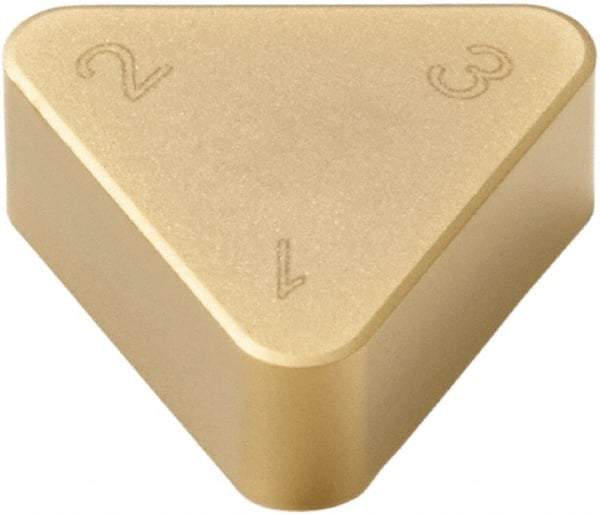 Seco - TNMN222 Grade CBN300P PCBN Turning Insert - TiAlN/TiN Finish, 60° Triangle, 1/4" Inscr Circle, 1/8" Thick, 1/32" Corner Radius - Eagle Tool & Supply