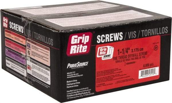 Value Collection - #6, 1-1/4" OAL, Phillips Drive Bugle Head, Steel Drywall Screws - Black Phosphate Finish, Grade 1018 - Eagle Tool & Supply