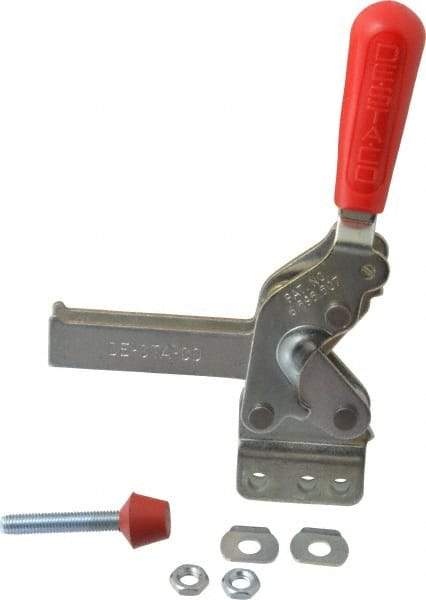 De-Sta-Co - 1,000 Lb Holding Capacity, Vertical Handle, Manual Hold Down Toggle Clamp - 64° Handle Movement, 76° Bar Opening, U-Bar, Straight Base, Electro-Plated Zinc, Carbon Steel - Eagle Tool & Supply