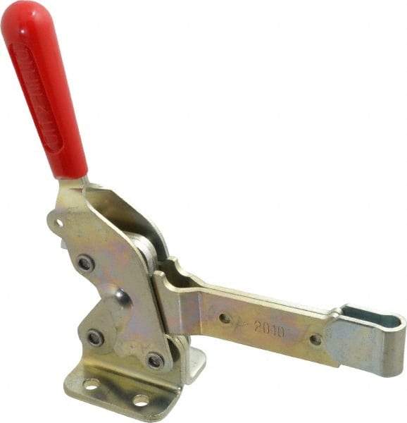 De-Sta-Co - 1,400 Lb Holding Capacity, Vertical Handle, Manual Hold Down Toggle Clamp - 66° Handle Movement, 78° Bar Opening, Solid Bar, Flanged Base, Electro-Plated Zinc, Carbon Steel - Eagle Tool & Supply