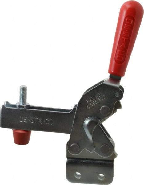 De-Sta-Co - 1,400 Lb Holding Capacity, Vertical Handle, Manual Hold Down Toggle Clamp - 66° Handle Movement, 78° Bar Opening, U-Bar, Straight Base, Electro-Plated Zinc, Carbon Steel - Eagle Tool & Supply