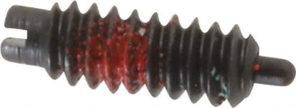 Gibraltar - 6-32, 3/8" Thread Length, 1/16" Plunger Projection, Steel Threaded Spring Plunger - 0.046" Max Plunger Diam, 0.5 Lb Init End Force, 3.5 Lb Final End Force - Eagle Tool & Supply