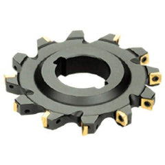Iscar - Arbor Hole Connection, 16mm Cutting Width, 50mm Depth of Cut, 160mm Cutter Diam, 40mm Hole Diam, 12 Tooth Indexable Slotting Cutter - SDN Toolholder, Q/XPMT Insert, Right Hand Cutting Direction - Eagle Tool & Supply