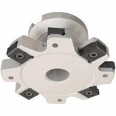 Iscar - Shell Mount B Connection, 3/8" Cutting Width, 1.07" Depth of Cut, 4" Cutter Diam, 1" Hole Diam, 10 Tooth Indexable Slotting Cutter - FDN-LN12 Toolholder, LNET Insert - Eagle Tool & Supply