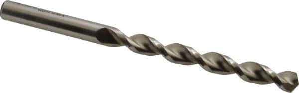 Accupro - 8mm 130° Cobalt Jobber Drill - Bright Finish, Right Hand Cut, Parabolic Flute, Straight Shank, 4-39/64" OAL, Split Point - Eagle Tool & Supply