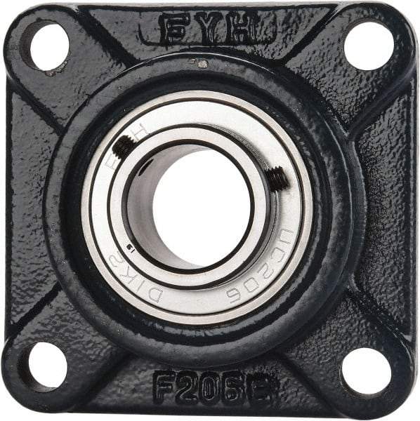 Value Collection - 1-3/16" ID, 4-1/4" OAW x 4-1/4" OAL x 4-1/4" OAH 4-Bolt High Temperature Flange Bearing - 2,500 Lb Static Cap, 4,300 Lb Dyn Cap, 3-1/4" Btw Mnt Hole Ctrs, 45/64" Base-to-Ctr Ht, Cast Iron - Eagle Tool & Supply