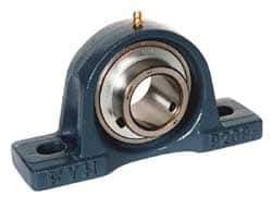 Value Collection - 1-1/2" ID, 3-27/32" OAW x 7-1/4" OAL x 3-27/32" OAH High Temperature Ball Bearing Pillow Block - 4,000 Lb Static Cap, 6,400 Lb Dyn Cap, 5.406" Btw Mnt Hole Ctrs, 1-15/16" Base-to-Ctr Ht, Cast Iron - Eagle Tool & Supply