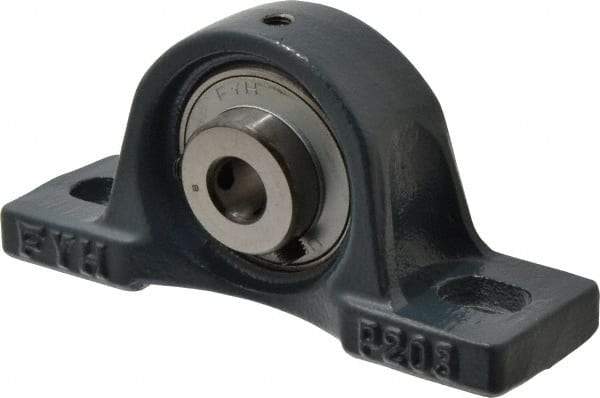 Value Collection - 1/2" ID, 2-3/8" OAW x 5" OAL x 2-3/8" OAH High Temperature Ball Bearing Pillow Block - 1,650 Lb Static Cap, 2,830 Lb Dyn Cap, 3-3/4" Btw Mnt Hole Ctrs, 1-3/16" Base-to-Ctr Ht, Cast Iron - Eagle Tool & Supply