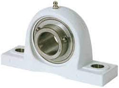 Value Collection - 1-3/8" ID, 42.9mm OAL x 3-23/32" OAH Pillow Block - 3,462 Lb Static Cap, 5,777 Lb Dyn Cap, 5" Btw Mnt Hole Ctrs, SS Thermoplastic - Eagle Tool & Supply