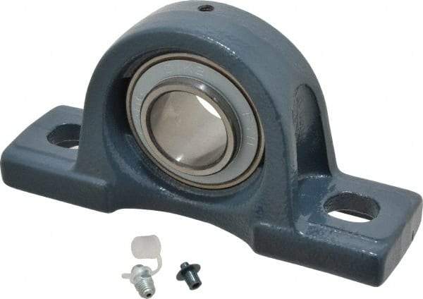 Value Collection - 1-1/4" ID, 3-5/16" OAW x 6-1/2" OAL x 3-5/16" OAH High Temperature Ball Bearing Pillow Block - 2,500 Lb Static Cap, 4,300 Lb Dyn Cap, 4-3/4" Btw Mnt Hole Ctrs, 1-11/16" Base-to-Ctr Ht, Cast Iron - Eagle Tool & Supply