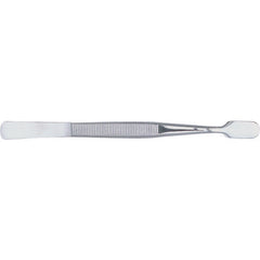 4 1/2″ Flat Rounded Spade Point Tweezers - Eagle Tool & Supply