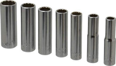 Blackhawk by Proto - 7 Piece 1/4" Drive Deep Well Socket Set - 12 Points, 1/4" to 1/2" Range, Inch Measurement Standard - Eagle Tool & Supply