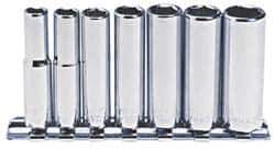 Blackhawk by Proto - 7 Piece 1/4" Drive Deep Well Socket Set - 6 Points, 1/4" to 1/2" Range, Inch Measurement Standard - Eagle Tool & Supply