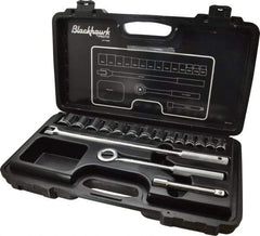 Blackhawk by Proto - 17 Piece 1/2" Drive Socket Set - 12 Points, 10mm to 28mm Range, Metric Measurement Standard - Eagle Tool & Supply