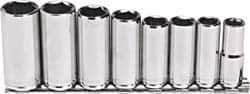 Blackhawk by Proto - 8 Piece 3/8" Drive Deep Well Socket Set - 6 Points, 10mm to 19mm Range, Metric Measurement Standard - Eagle Tool & Supply