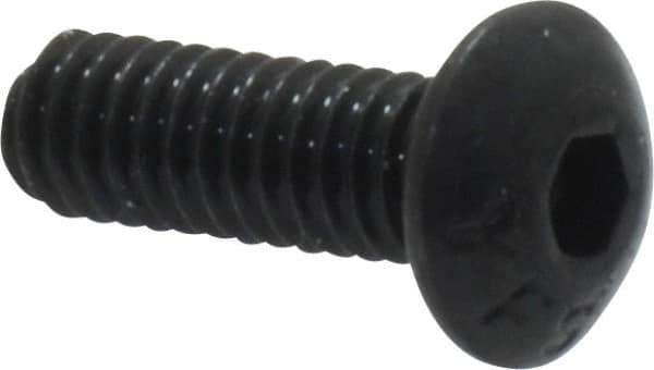 Value Collection - #8-32 UNC Hex Socket Drive, Button Screw - Alloy Steel, Black Oxide Finish, Fully Threaded, 1/2" Length Under Head - Eagle Tool & Supply