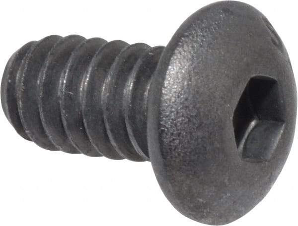 Value Collection - #10-24 UNC Hex Socket Drive, Button Screw - Alloy Steel, Black Oxide Finish, Fully Threaded, 3/8" Length Under Head - Eagle Tool & Supply