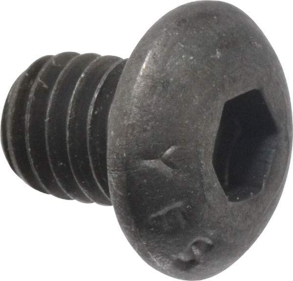 Value Collection - #10-32 UNF Hex Socket Drive, Button Screw - Alloy Steel, Black Oxide Finish, Fully Threaded, 1/4" Length Under Head - Eagle Tool & Supply