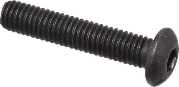 Value Collection - #10-32 UNF Hex Socket Drive, Button Screw - Alloy Steel, Black Oxide Finish, Fully Threaded, 1" Length Under Head - Eagle Tool & Supply