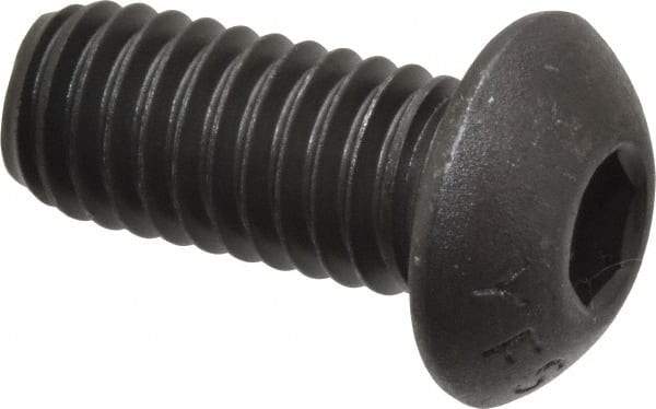 Value Collection - 3/8-16 UNC Hex Socket Drive, Button Screw - Alloy Steel, Black Oxide Finish, Fully Threaded, 7/8" Length Under Head - Eagle Tool & Supply