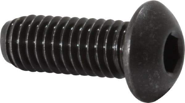 Value Collection - 3/8-16 UNC Hex Socket Drive, Button Screw - Alloy Steel, Black Oxide Finish, Fully Threaded, 1" Length Under Head - Eagle Tool & Supply