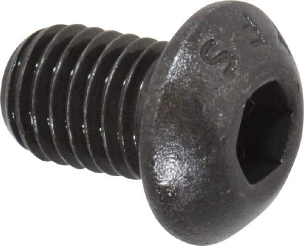 Value Collection - 1/4-28 UNF Hex Socket Drive, Button Screw - Alloy Steel, Black Oxide Finish, Fully Threaded, 3/8" Length Under Head - Eagle Tool & Supply