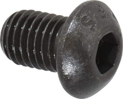 Value Collection - 1/4-28 UNF Hex Socket Drive, Button Screw - Alloy Steel, Black Oxide Finish, Fully Threaded, 3/8" Length Under Head - Eagle Tool & Supply