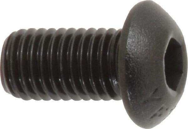 Value Collection - 1/4-28 UNF Hex Socket Drive, Button Screw - Alloy Steel, Black Oxide Finish, Fully Threaded, 1/2" Length Under Head - Eagle Tool & Supply
