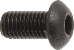Value Collection - 1/4-28 UNF Hex Socket Drive, Button Screw - Alloy Steel, Black Oxide Finish, Fully Threaded, 1/2" Length Under Head - Eagle Tool & Supply