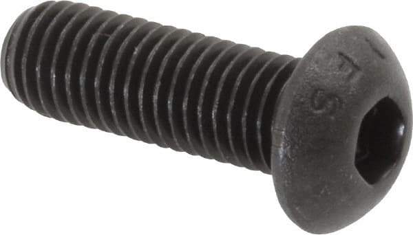 Value Collection - 1/4-28 UNF Hex Socket Drive, Button Screw - Alloy Steel, Black Oxide Finish, Fully Threaded, 3/4" Length Under Head - Eagle Tool & Supply