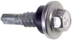 Buildex - #12-14, Hex Washer Head, Hex Drive, 1-1/2" Length Under Head, #2 Point, Self Drilling Screw - Stainless Steel Head, Steel Body - Eagle Tool & Supply