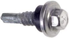 Buildex - 1/4", Hex Washer Head, Hex Drive, 7/8" Length Under Head, #1 Point, Self Drilling Screw - Eagle Tool & Supply