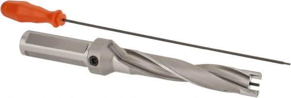 Kennametal - 23.81 to 24mm Diam, 5xD, 120mm Max Depth, 1" Shank Diam, 148.59mm Flute, 244.48mm OAL, Replaceable Tip Drill - KSEM0938 Insert, 4 Seat Size, Series KSEM - Eagle Tool & Supply