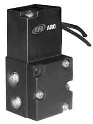 ARO/Ingersoll-Rand - 1/8", 4-Way Body Ported Stacking Solenoid Valve without Speed Control - 12 VDC, 0.2 CV Rate, 2.4" High - Eagle Tool & Supply