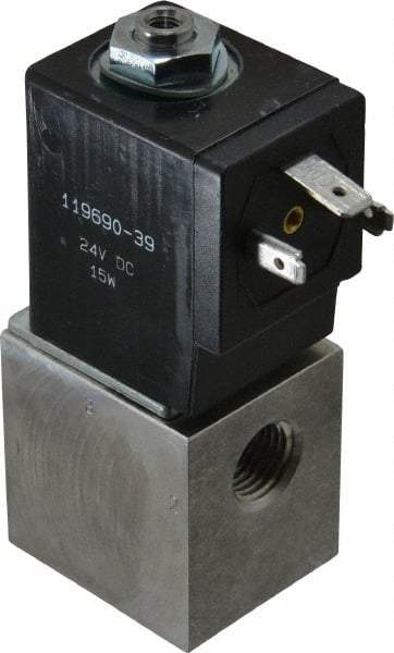 ARO/Ingersoll-Rand - 1/4", CAT Series 3-Way 2-Position Body Ported Stacking Solenoid Valve - 24 VDC, 0.2 CV Rate, 3-1/2" High - Eagle Tool & Supply