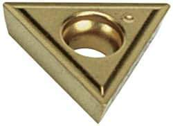Hertel - TPMT32.51 LF Grade HC210 Carbide Turning Insert - TiN Finish, 60° Triangle, 3/8" Inscr Circle, 5/32" Thick, 1/64" Corner Radius - Eagle Tool & Supply