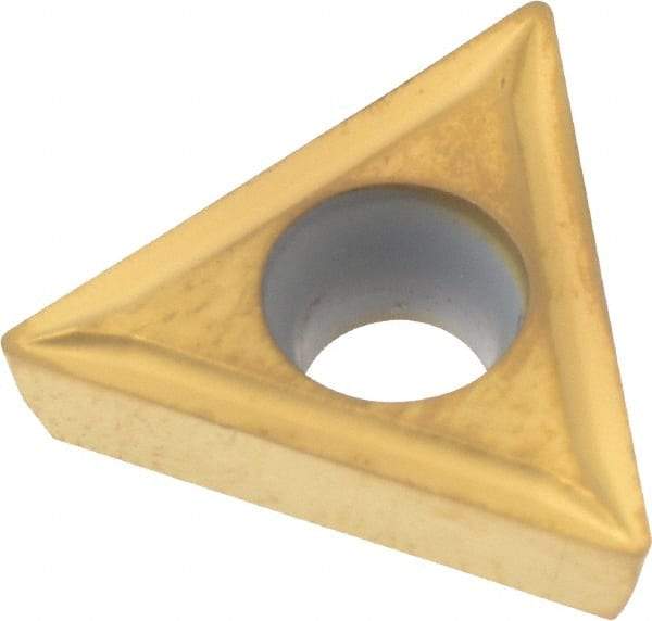 Hertel - TPGT32.51 LF Grade HC210 Carbide Turning Insert - TiN Finish, 60° Triangle, 3/8" Inscr Circle, 5/32" Thick, 1/64" Corner Radius - Eagle Tool & Supply