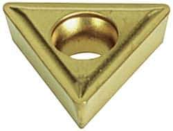 Seco - TCMT32.52 F1 Grade TS2000 Carbide Turning Insert - TiAlN/TiN Finish, 60° Triangle, 3/8" Inscr Circle, 5/32" Thick, 1/32" Corner Radius - Eagle Tool & Supply