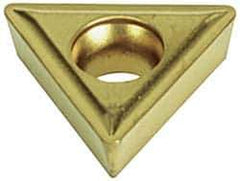 Seco - TCMT32.52 F1 Grade TS2000 Carbide Turning Insert - TiAlN/TiN Finish, 60° Triangle, 3/8" Inscr Circle, 5/32" Thick, 1/32" Corner Radius - Eagle Tool & Supply