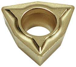 Hertel - WPMT32.51 LF Grade HC210 Carbide Turning Insert - TiN Finish, 80° Trigon, 3/8" Inscr Circle, 5/32" Thick, 1/64" Corner Radius - Eagle Tool & Supply