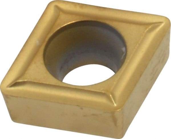 Hertel - CCMT32.52 LF Grade HC210 Carbide Turning Insert - TiN Finish, 80° Diamond, 3/8" Inscr Circle, 5/32" Thick, 1/32" Corner Radius - Eagle Tool & Supply