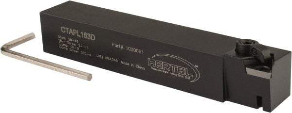 Hertel - CTAP, Left Hand Cut, 3° Lead Angle, 1" Shank Height x 1" Shank Width, Positive Rake Indexable Turning Toolholder - 6" OAL, TP..32 Insert Compatibility, Series Clamp Type - Eagle Tool & Supply