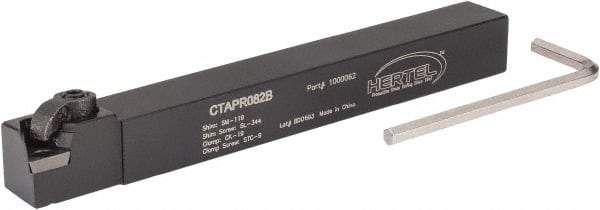 Hertel - CTAP, Right Hand Cut, 3° Lead Angle, 1/2" Shank Height x 1/2" Shank Width, Positive Rake Indexable Turning Toolholder - 4-1/2" OAL, TP..22 Insert Compatibility, Series Clamp Type - Eagle Tool & Supply