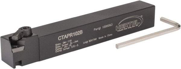 Hertel - CTAP, Right Hand Cut, 3° Lead Angle, 5/8" Shank Height x 5/8" Shank Width, Positive Rake Indexable Turning Toolholder - 4-1/2" OAL, TP..22 Insert Compatibility, Series Clamp Type - Eagle Tool & Supply