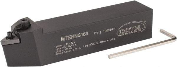 Hertel - MTEN, Neutral Cut, 0° Lead Angle, 1" Shank Height x 1" Shank Width, Negative Rake Indexable Turning Toolholder - 5" OAL, TN..33. Insert Compatibility, Series Multi-Option - Eagle Tool & Supply