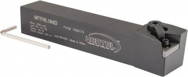 Hertel - MTFN, Left Hand Cut, 0° Lead Angle, 1" Shank Height x 1" Shank Width, Negative Rake Indexable Turning Toolholder - 6" OAL, TN..43. Insert Compatibility, Series Multi-Option - Eagle Tool & Supply