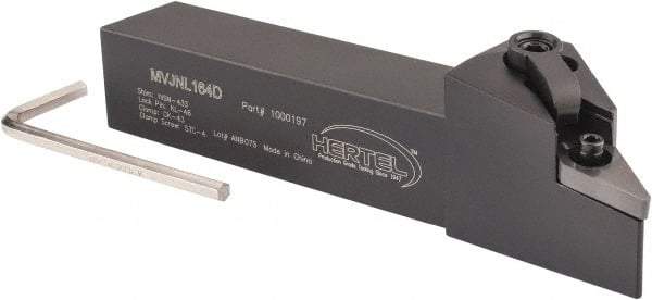 Hertel - MVJN, Left Hand Cut, 3° Lead Angle, 1" Shank Height x 1" Shank Width, Negative Rake Indexable Turning Toolholder - 6" OAL, VN..43. Insert Compatibility, Series Multi-Option - Eagle Tool & Supply